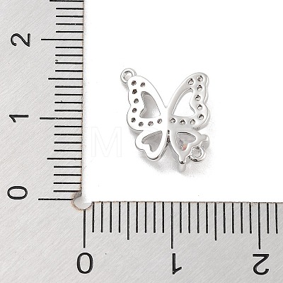 Brass Pave Clear Cubic Zirconia Hollow Connector Charms KK-Z061-03P-1