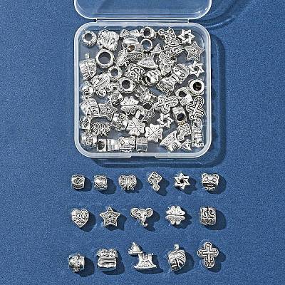 64Pcs 16 Styles Tibetan Style Alloy European Large Hole Beads FIND-FS0002-63-1