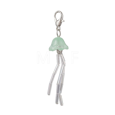 Jellyfish Lampwork & Glass Pendant Decorations HJEW-JM04590-1