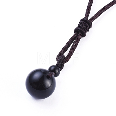 Natural Black Agate Pendant Necklaces NJEW-P241-A14-1