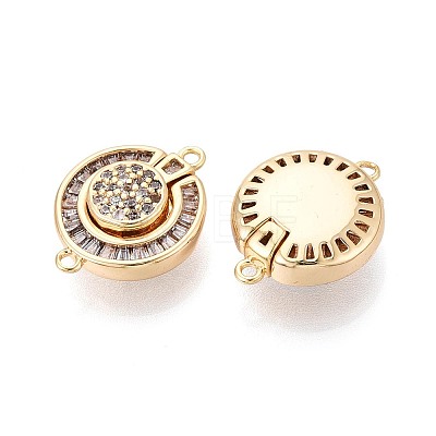 Brass Pave Clear Cubic Zirconia Magnetic Clasps KK-N287-08G-1