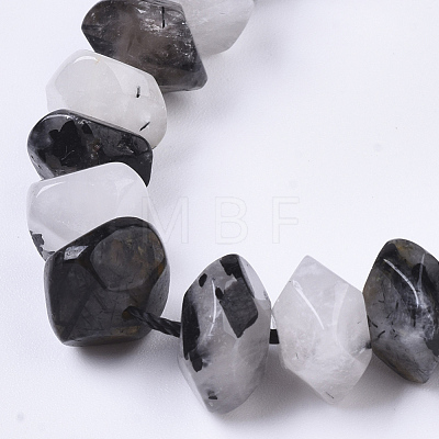 Natural Black Rutilated Quartz Beads Strands G-R462-11-1