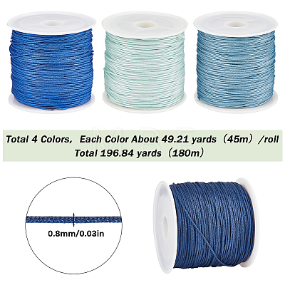 SUNNYCLUE 4 Rolls 4 Colors Nylon Chinese Knot Cord NWIR-SC0001-08-1