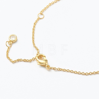 Brass Micro Pave Clear Cubic Zirconia Pendant Necklaces NJEW-J059-01H-1