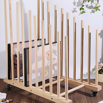 Wood Portable Easel Storage Rack for Artwork AJEW-WH0596-840-1