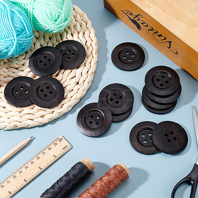 Olycraft 40Pcs Wood Buttons BUTT-OC0001-53B-1