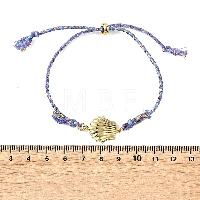 Ocean 304 Stainless Steel Link Adjustable Braided Polycotton Metallic Cord Slider Bracelets BJEW-JB14245-02-1