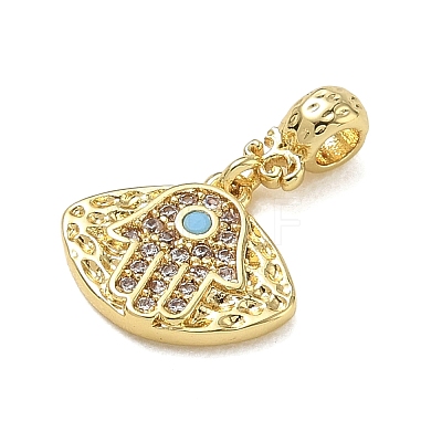 Brass Micro Pave Clear Cubic Zirconia Dangle Beads CU-CBAFF5B-18G-1