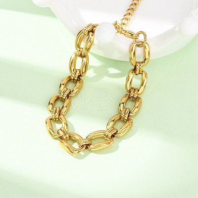 304 Stainless Steel Rectangle Link Chain Bracelets for Women BJEW-F536-18G-1