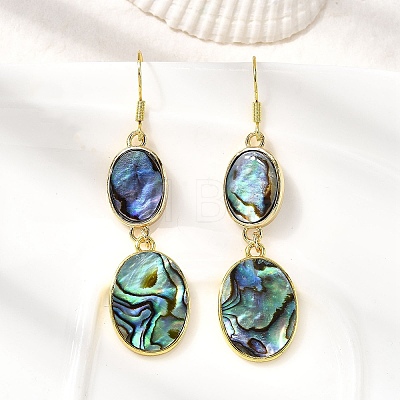 Brass Natural Abalone Shell Dangle Earrings EJEW-F388-01A-G-1