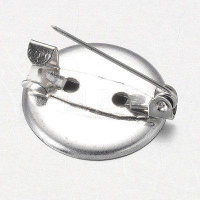 Platinum Plated DIY Flat Round Tray Iron Brooch Findings Backs Safety Pins X-E040Y-1