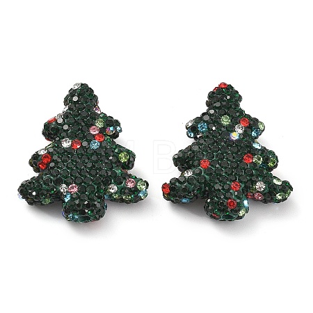 Christmas Tree Polymer Clay Rhinestone Beads CLAY-NH0001-14H-1