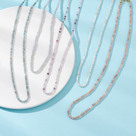 Natural Mixed Gemstone Faceted Cube Beaded Necklaces for Women NJEW-JN06285-1