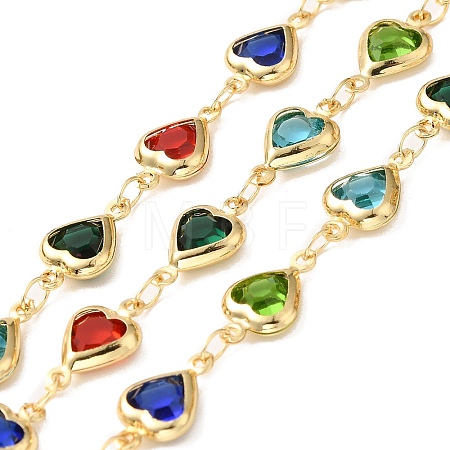 Heart Handmade Brass Glass Link Chains CHC-M024-04G-04-1