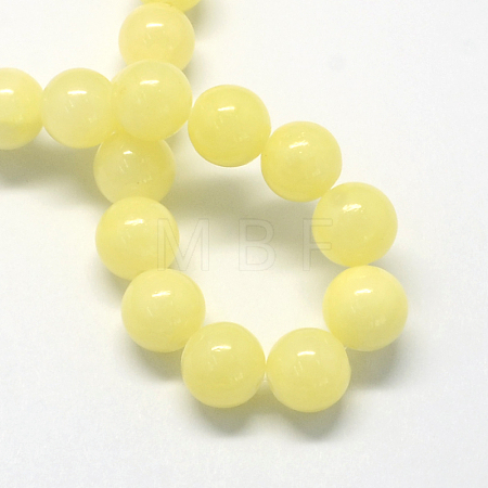 Natural Dyed Yellow Jade Gemstone Bead Strands G-R271-6mm-Y06-1