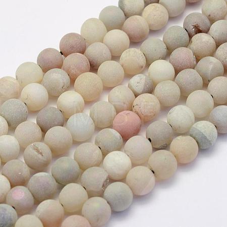 Electroplate Natural Druzy Agate Beads Strands G-G708-8mm-11-1