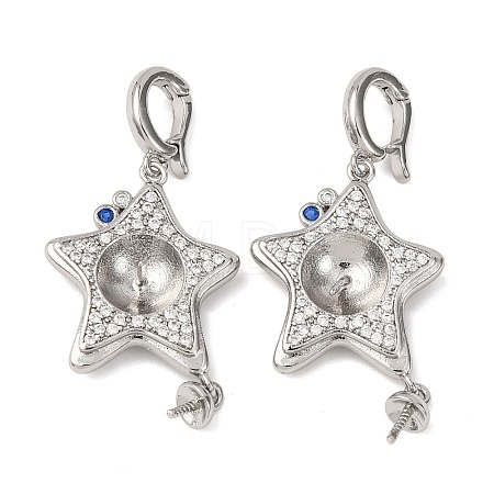 Brass Micro Pave Cubic Zirconia Star Peg Bails KK-A279-01P-1