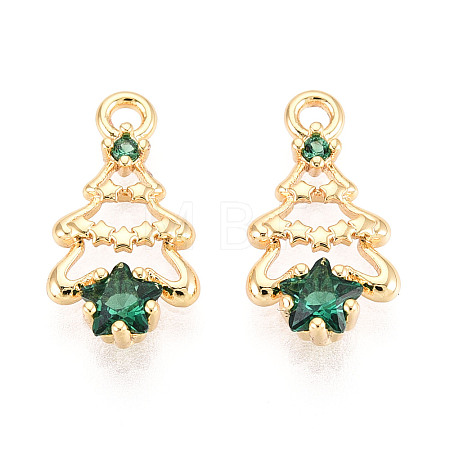 Brass Micro Pave Cubic Zirconia Charms KK-N263-141B-G-1