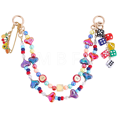 1Pc Acrylic Heart & Apple Bead Bag Decorative Chains HJEW-SC0003-34-1