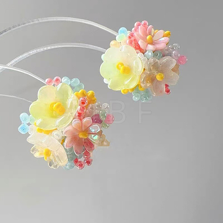 Flower Glass Plastic Stud Earrings FS-WG119A6-03-1