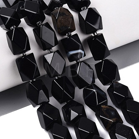 Natural Black Agate(Dyed & Heated) Beads Strands G-Q608-11A-1