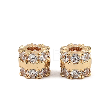 Brass Micro Pave Cubic Zirconia Beads KK-K374-22G-1