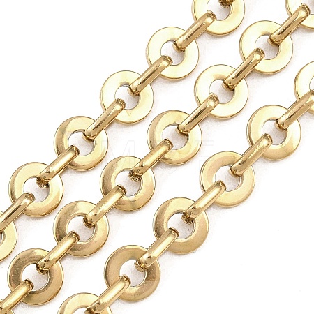 201 Stainless Steel Flat Round Link Chains Chains CHS-F024-08G-1