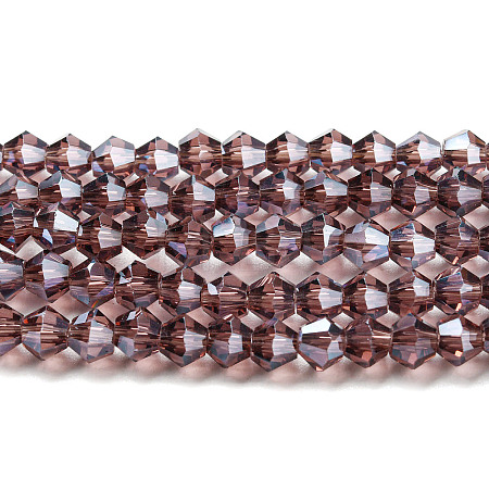 Transparent Electroplate Glass Beads Strands GLAA-F029-4mm-C05-1