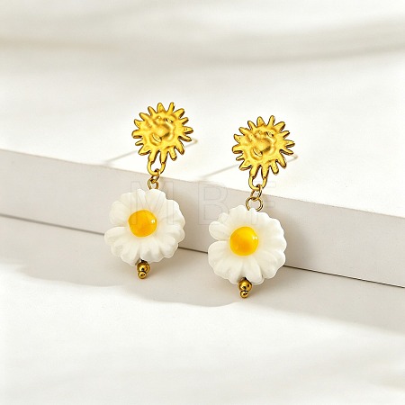 304 Stainless Steel & Handmade Porcelain Stud Dangle Earrings WG2AA73-01-1