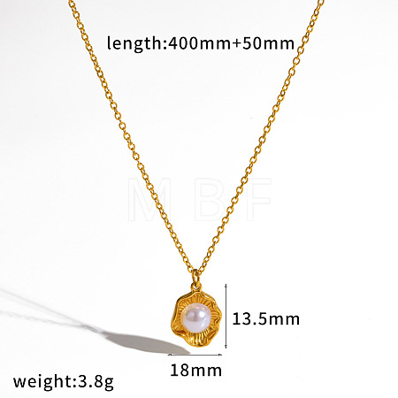 304 Stainless Steel & Plastic Pearl Pendant Necklaces WG15100-01-1