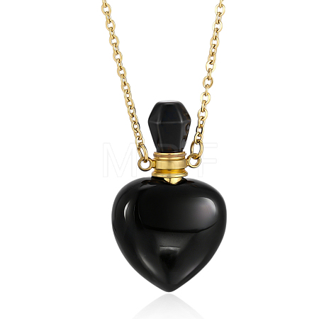 1Pc Natural Gemstone Heart Perfume Bottle Pendant Necklaces NJEW-PH0001-61A-1