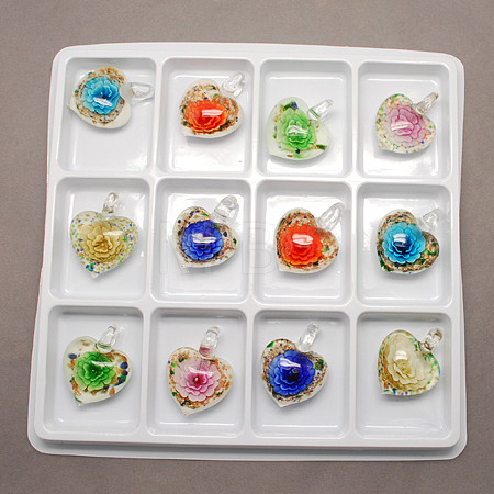 Handmade Gold Sand Lampwork Pendants LAMP-S094-2-B-1