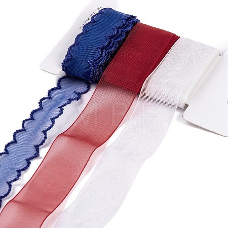 9 Yards 3 Styles Independence Day Polyester & Polycotton Ribbons Sets SRIB-A015-02A-06-1