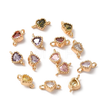 Brass Pave Glass Connector Charms KK-C062-008G-1