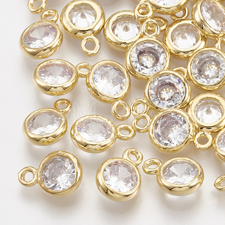 Brass Cubic Zirconia Charms KK-T035-15-1