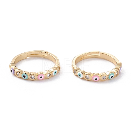 Brass Micro Pave Clear Cubic Zirconia Adjustable Rings RJEW-A002-11G-1