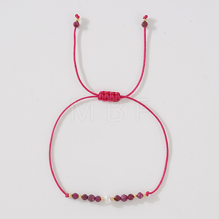 Natural Agate & Brass Beads Braided Bead Bracelets for Women HH4245-3-1