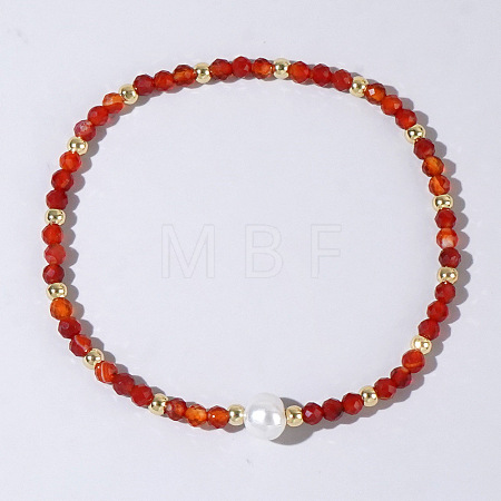 Natural Carnelian Beaded Stretch Bracelets for Women BG9690-5-1