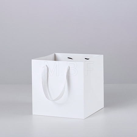 Solid Color Kraft Paper Gift Bags with Ribbon Handles PAAG-PW0001-103A-01-1