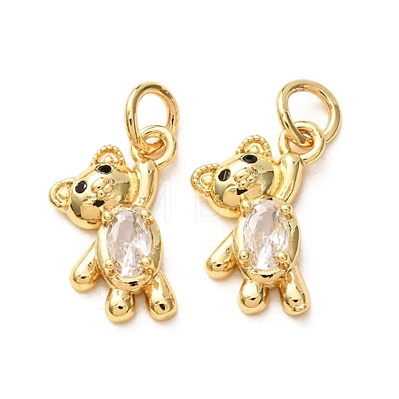 Brass Micro Pave Black Cubic Zirconia Charms CU-E003-18G-08-1