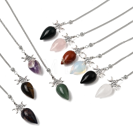 Natural & Synthetic Gemstone Dowsing Pendulum Pendants GG-CBA6D08-A-1