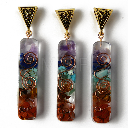 Rectangle Epoxy Resin Big Pendants X-G-R478-21-1