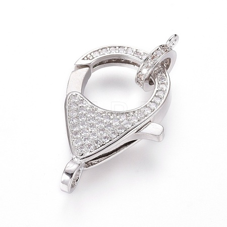 Brass Micro Pave Cubic Zirconia Lobster Claw Clasps ZIRC-F109-07P-1