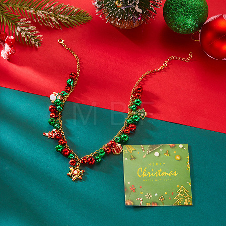 Christmas Theme Alloy Rhinestone and Enamel Pendant Bib Necklaces FS-WGE4CD5-03-1