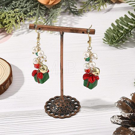 Christmas Handmade Lampwork Dangle Earrings EJEW-TA00829-1