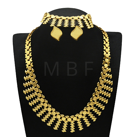 Alloy Chain Necklaces & Stud Earrings & Bracelets Sets FS-WG5EDEB-09-1