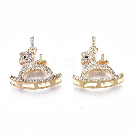 Brass Micro Pave Clear Cubic Zirconia Peg Bails Pendants KK-N232-232-1
