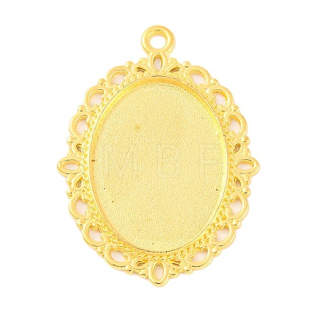Tibetan Style Oval Alloy Pendant Cabochon Settings TIBEP-Q054-44G-RS-1