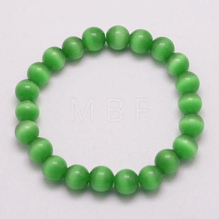 Cat Eye Beads Stretch Bracelets BJEW-F242-8mm-01-1