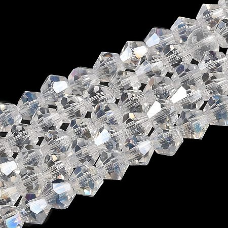 Transparent Electroplate Glass Beads Strands EGLA-A039-T6mm-B13-1